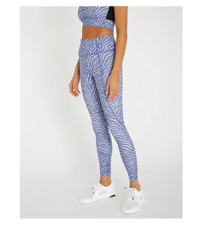 Shop Varley Bedford Stretch-jersey Leggings In Blue Zebra