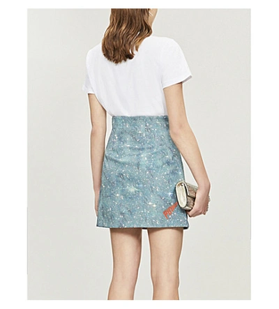 Shop Pinko Ottocento Space-print Woven Mini Skirt In Mult.azzurro/rosso