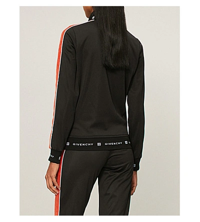 Shop Givenchy Logo-embroidered Jersey Jacket In Black/orange