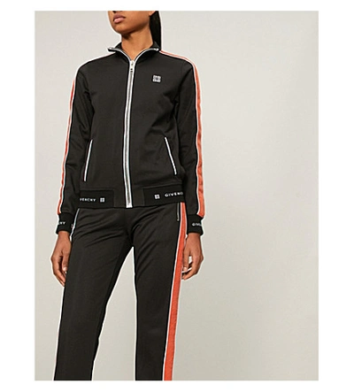 Shop Givenchy Logo-embroidered Jersey Jacket In Black/orange