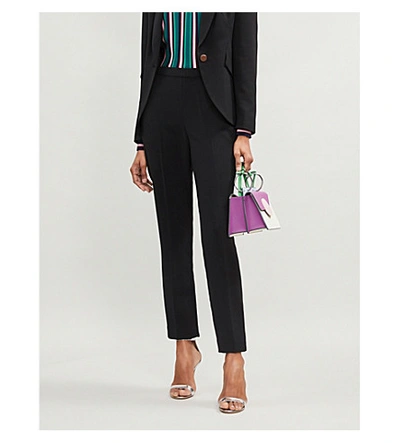 Shop Ted Baker Anitat Tailored Cropped Cotton-twill Trousers In Black