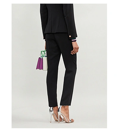 Shop Ted Baker Anitat Tailored Cropped Cotton-twill Trousers In Black