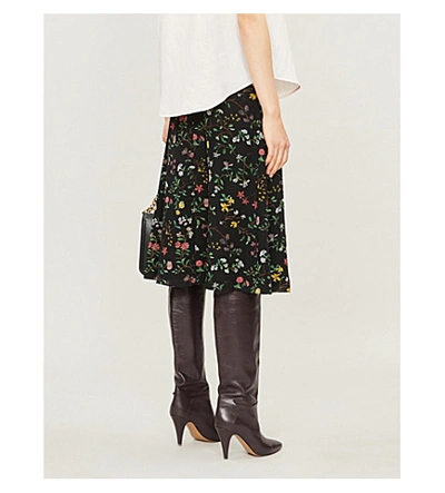 Shop Altuzarra Caroline Floral-print Flared Silk Skirt In Black