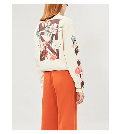 Shop Off-white Floral-print Cotton-jersey Jumper In White Bord