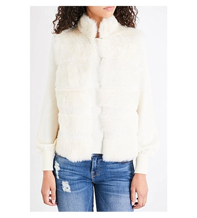 Shop Whistles Panelled Shearling Gilet In Cream