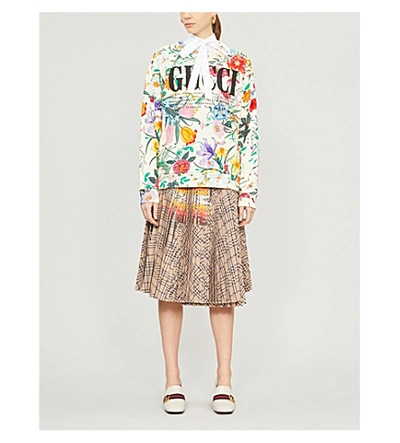Shop Gucci Floral-print Cotton-jersey Sweatshirt In Ivory Multi