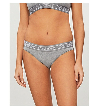 Shop Calvin Klein Modern Flex Cotton-blend Jersey Bikini Briefs In 5wy Storm Heather