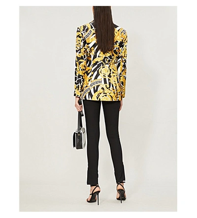 Shop Versace Baroque-print Silk Jacket In Gold Print