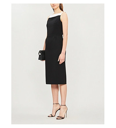 Shop Givenchy Megan Wool-crepe Pencil Dress In Black White