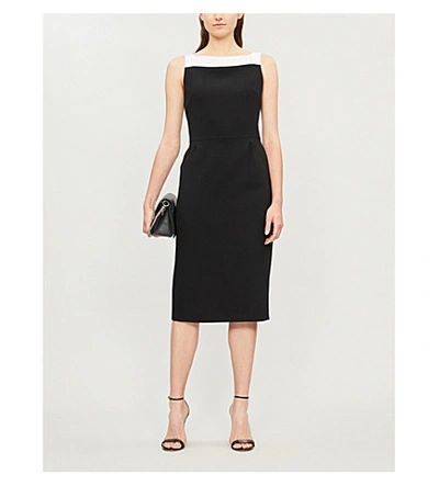 Shop Givenchy Megan Wool-crepe Pencil Dress In Black White