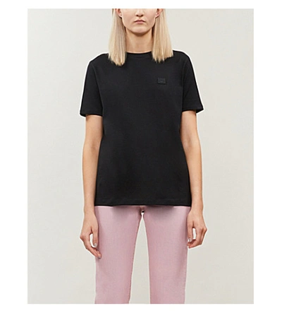 Shop Acne Studios Womens Black Ellison Patch-embroidered Cotton T-shirt M