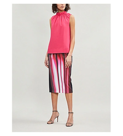 Shop Ted Baker Audrey Ruffle Neck Crepe Top In Xmid Pink