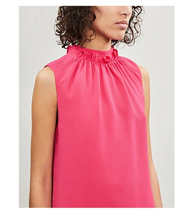 Shop Ted Baker Audrey Ruffle Neck Crepe Top In Xmid Pink