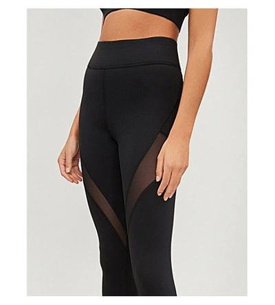 Shop Michi Inversion Cropped High-rise Mesh-panel Leggings In Black