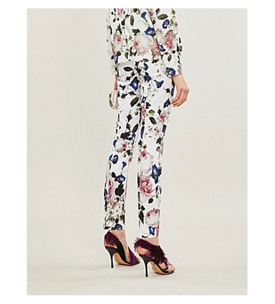 Shop Erdem Sidney Mid-rise Floral-print Stretch-cotton Skinny Trousers In White Print
