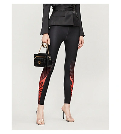 Shop Givenchy Logo-print Stretch-jersey Leggings In Black Red