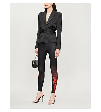 Shop Givenchy Logo-print Stretch-jersey Leggings In Black Red