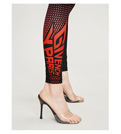 Shop Givenchy Logo-print Stretch-jersey Leggings In Black Red