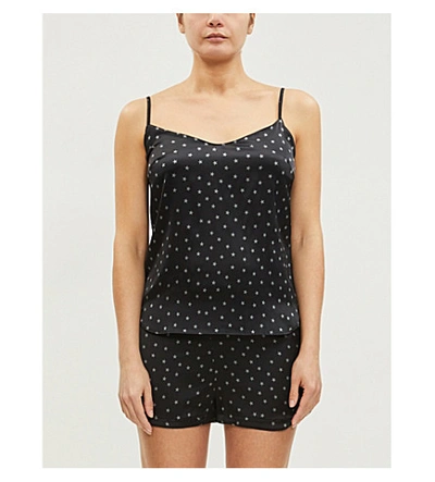 Shop Stella Mccartney Betty Twinkling Stretch-silk Camisole In 200 Black