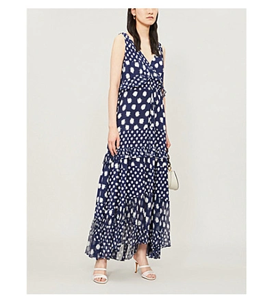 Shop Diane Von Furstenberg Misha Silk Dress In Batik Dot New Navy