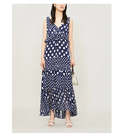 Shop Diane Von Furstenberg Misha Silk Dress In Batik Dot New Navy