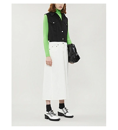 Shop Acne Studios Komina Woven Turtleneck Top In Flou Green