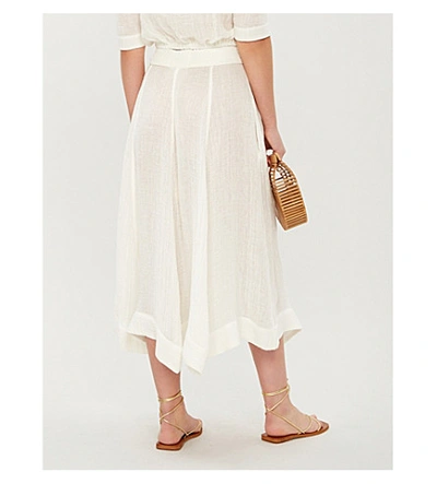 Shop Lisa Marie Fernandez Diana Linen-blend Midi Skirt In White Gauze