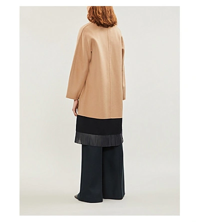 Shop Max Mara Panetto Tassle-fringe Wool-blend Coat In Camel