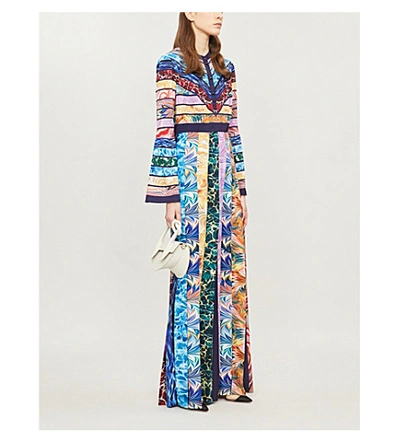 Shop Mary Katrantzou Desmine Graphic-print Crepe Maxi Dress In Stripe