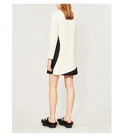 Shop Valentino Moon Wool And Silk-blend Shift Dress In Ivory Black