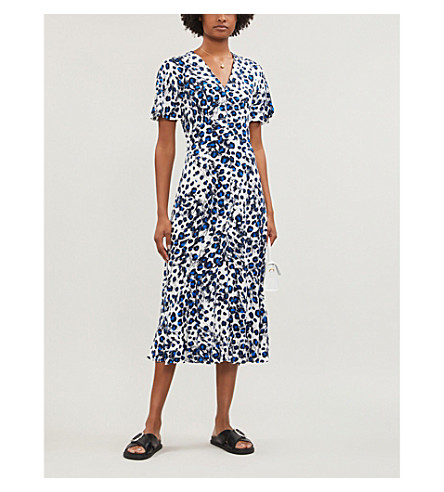 whistles blue leopard print dress