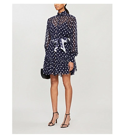 Shop Zimmermann Sabotage Spot-print Silk Mini Dress In Midnight Dot