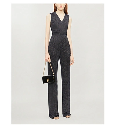 Shop Balmain Sleeveless Stretch-metallic Jumpsuit In Black