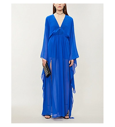 Shop Dundas Gathered Silk Dress In Blue