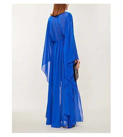 Shop Dundas Gathered Silk Dress In Blue