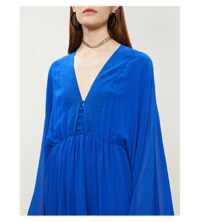 Shop Dundas Gathered Silk Dress In Blue