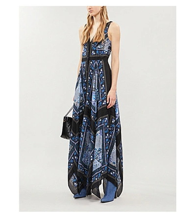 Shop Altuzarra Duel Graphic-pattern Silk-crepe Midi Dress In Flax Flower