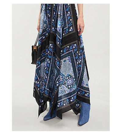 Shop Altuzarra Duel Graphic-pattern Silk-crepe Midi Dress In Flax Flower