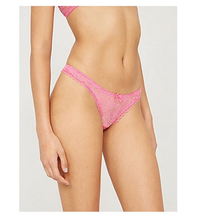 Shop Agent Provocateur Hinda Lace Thong In Fuchsia