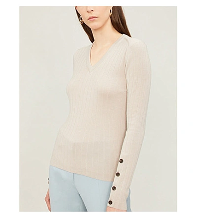 Shop Joseph Ribbed Wool Jumper In Fawn