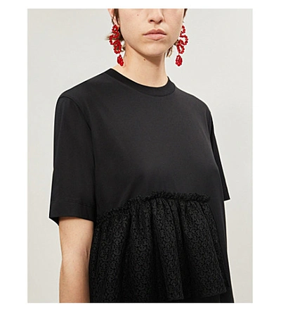Shop Simone Rocha Tiered-panel Cotton-jersey T-shirt In Black