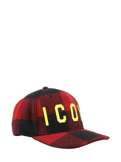 Shop Dsquared2 Icon Tartan Wool Baseball Cap In Red