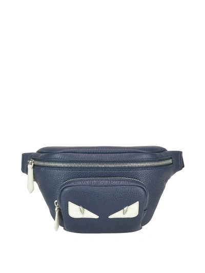 Shop Fendi Bag Bugs Hammered Leather Belt Bag In Blue