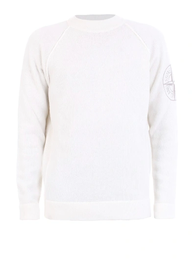 Shop Stone Island Mock Neck Wool Sweater In White