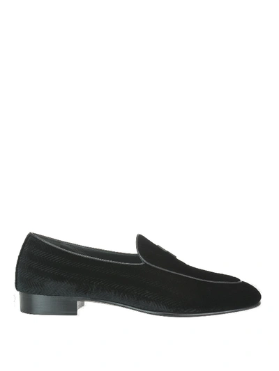 Shop Giuseppe Zanotti G-flash Velvet Loafer In Black
