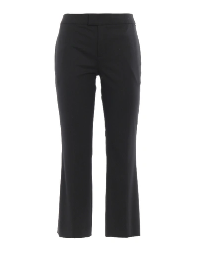 Shop Twinset Wool Blend Bootcut Trousers In Black