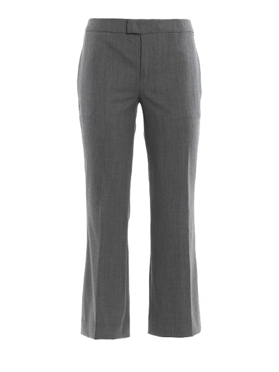 Shop Twinset Wool Blend Bootcut Trousers In Grey