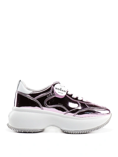 Shop Hogan Maxi I Active Mirror Leather Sneakers In Pink