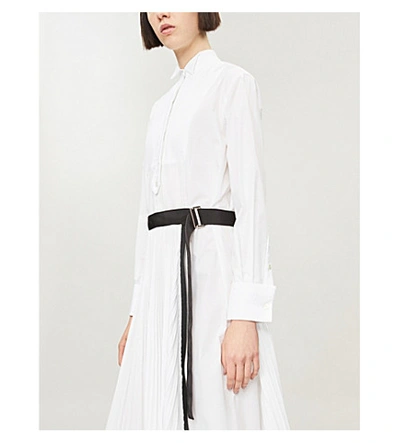 Shop Sacai Long-sleeved Crepe-twill Midi Dress In White