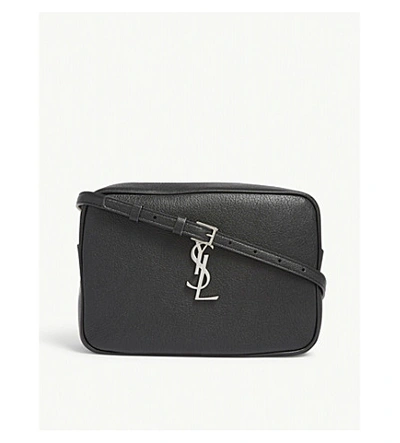 Shop Saint Laurent Lou Leather Camera Bag In Black/silver